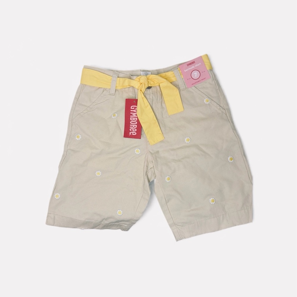 Gymboree Light Tan with Daisy's Girls Shorts Size 7 with Yellow Belt NWT